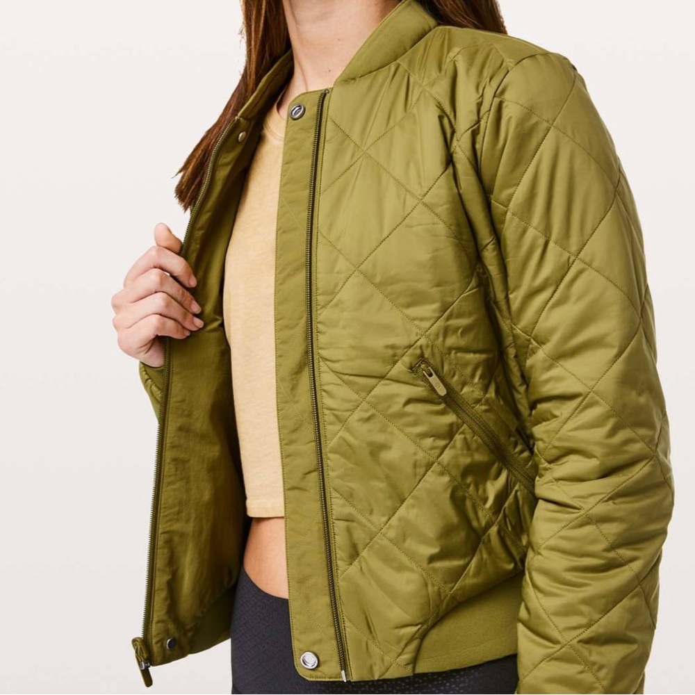 lululemon athletica Olive Green Quilted Bomber Jacket